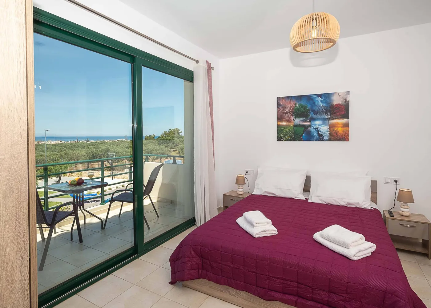 Bedroom with sea view at Creta Villa